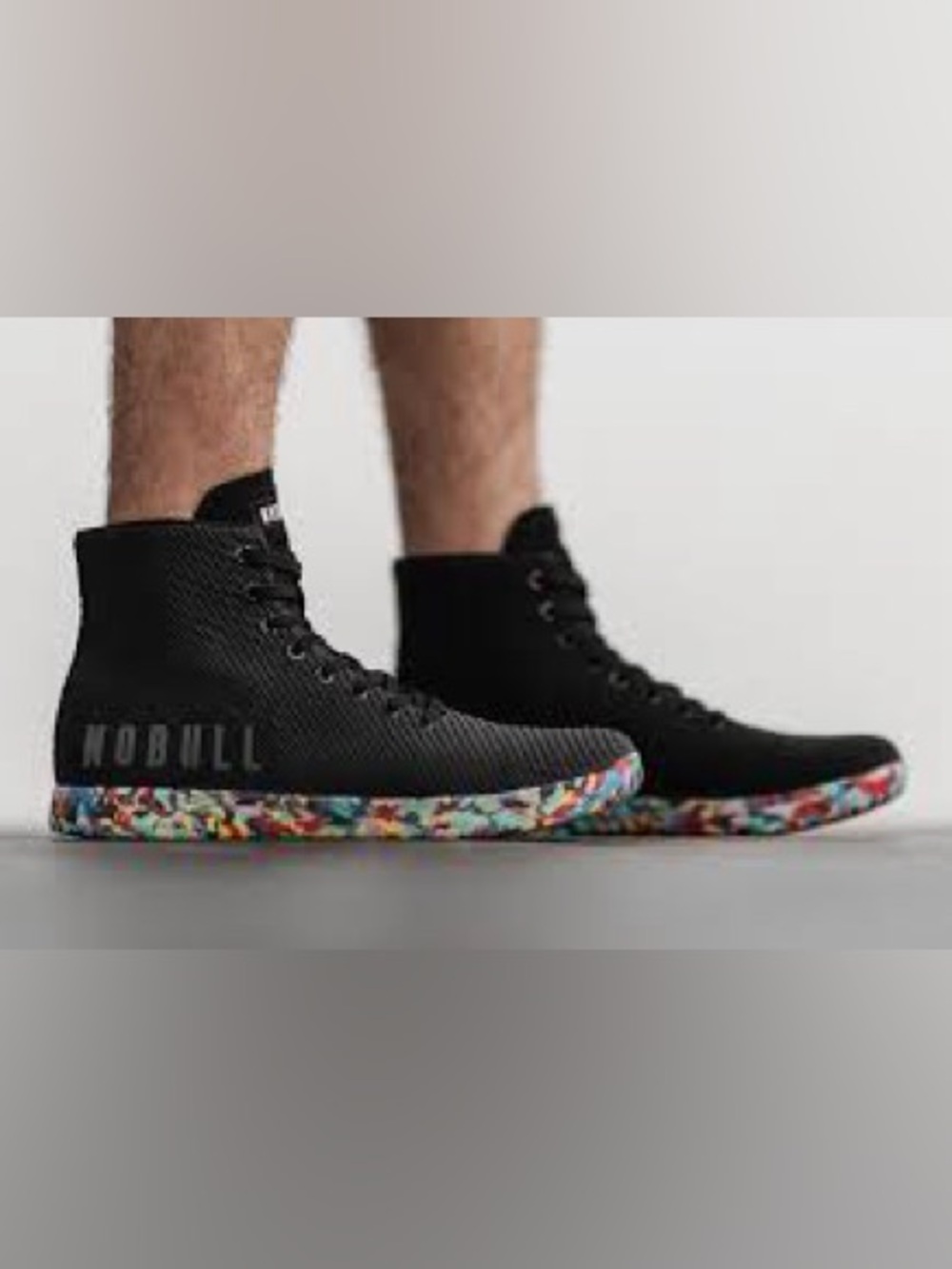 NOBULL Black High-Top Training Shoes with Multicolor Speckled Sole